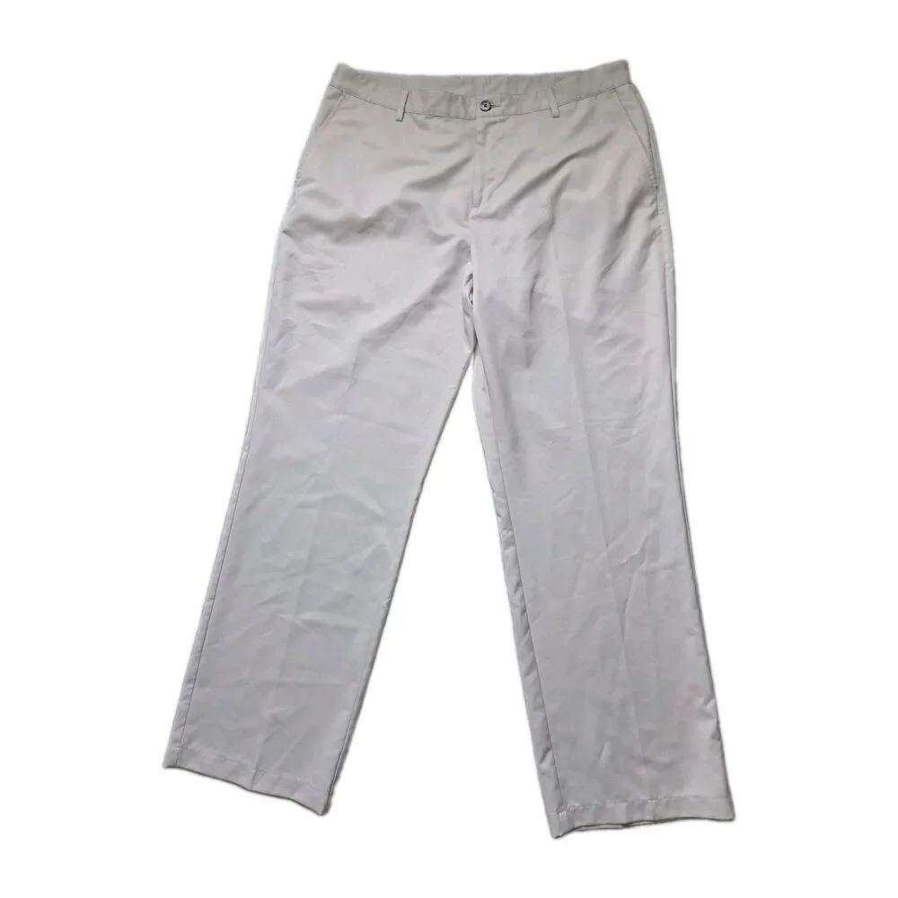 Adidas ClimaLite Golf Pants Beige Flat Front Straight Leg Mens 38x32 EUC